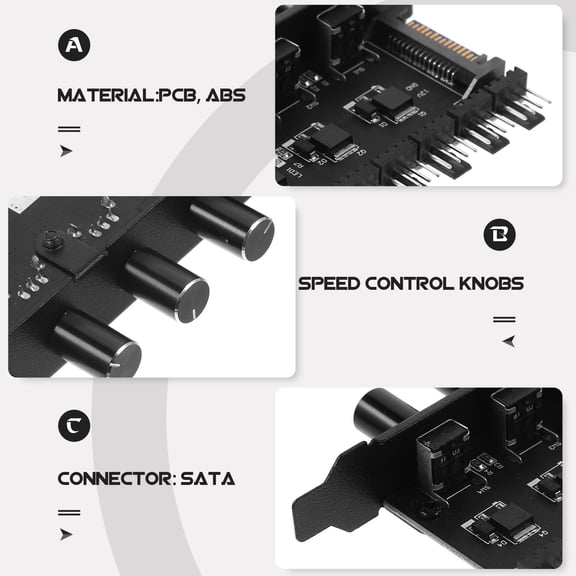 DEEPCRAFF Black Fan Controller with Multiple Speed Knobs for PC Case Cooling