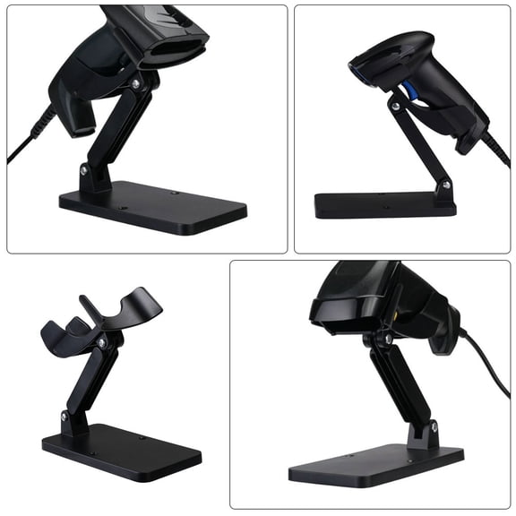 DEEPCRAFF Adjustable Black Barcode Scanner Holder Stand for Desk Use Durable Plastic Rack for Handheld Scanners