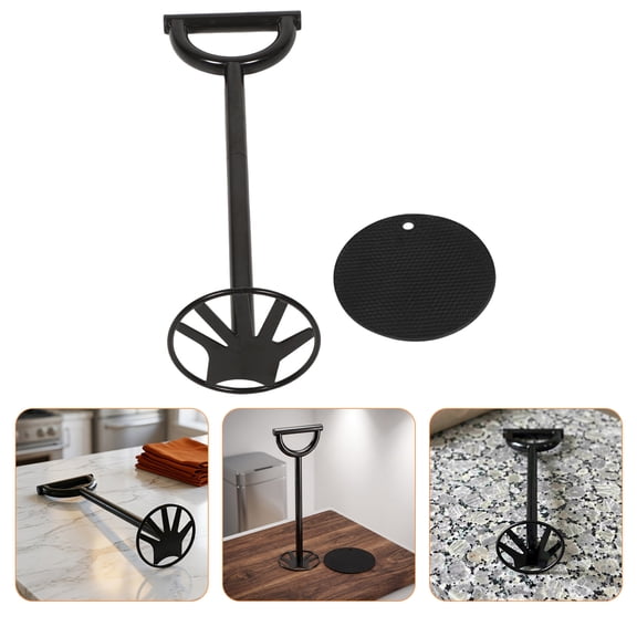 DEEPCRAFF Black Metal Manual Trash Can Compactor Durable Kitchen Garbage Tamper for Efficient Waste Reduction