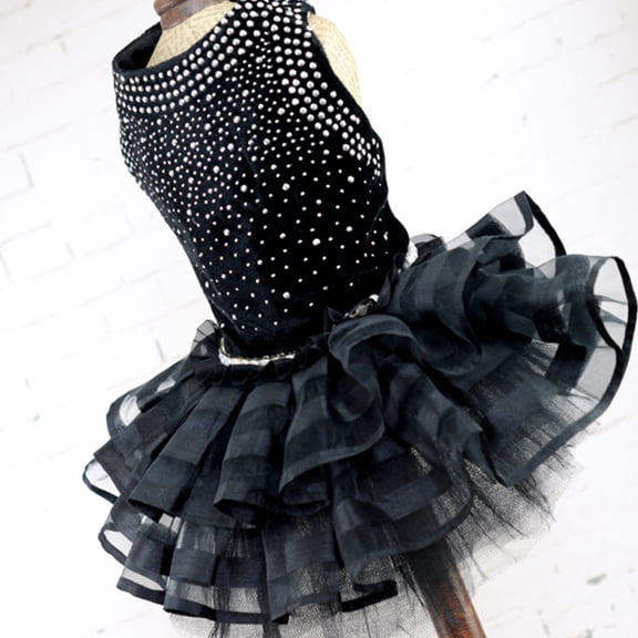 DEEPCRAFF Dog Clothes Black Lace Party Skirt for Special Events and Outdoors