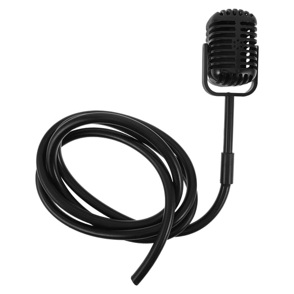 DEEPCRAFF Retro Microphone Model Black Plastic Prop for Vintage Party Decor and Costume Accessory