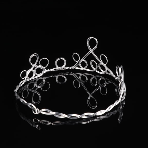 DEEPCRAFF Bridal Wedding Hair Accessory Circlet Style Bridal Tiara Metal Silver 1Pcs