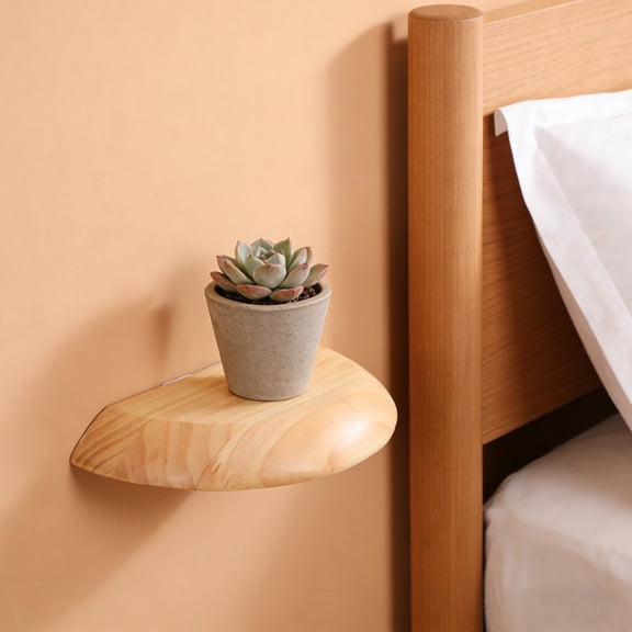 DEEPCRAFF Brown Wood Half Round Floating Wall Shelf for Kitchen and Bathroom Storage and Decor