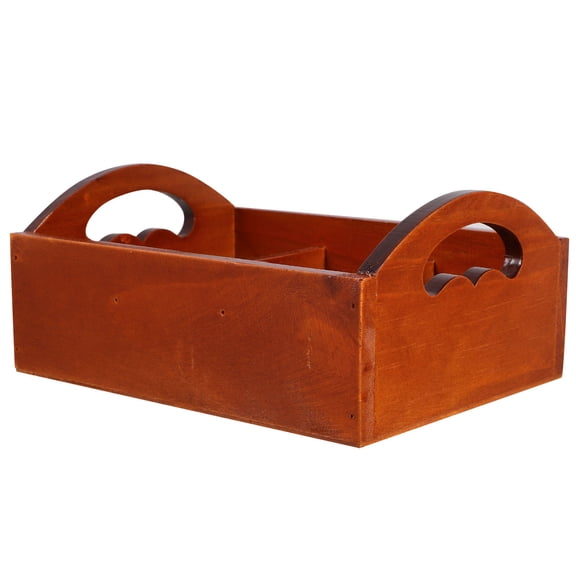 DEEPCRAFF Brown Solid Wood Tea Bag Container with Six Slots for Multi Item Storage