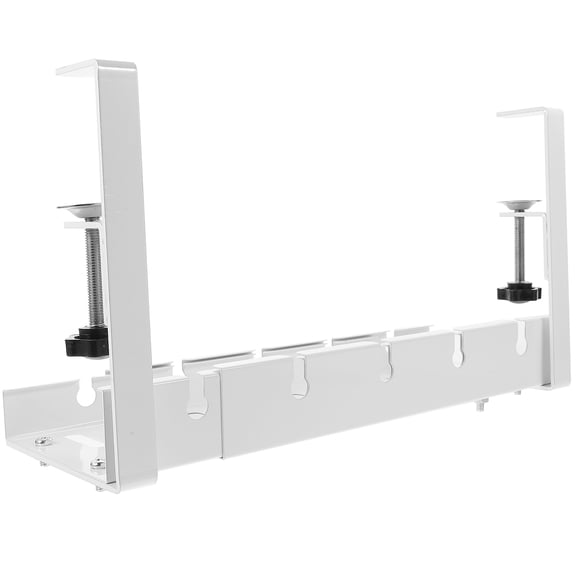 DEEPCRAFF White Under Desk Cable Organizer Tray for Home Office Cord Management and Tidy Wire Storage Solution
