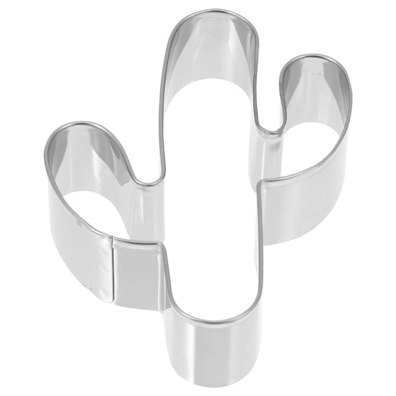 DEEPCRAFF Cactus Shape Biscuit Cutter Stainless Steel Plated Silver for Cake Decoration and Baking