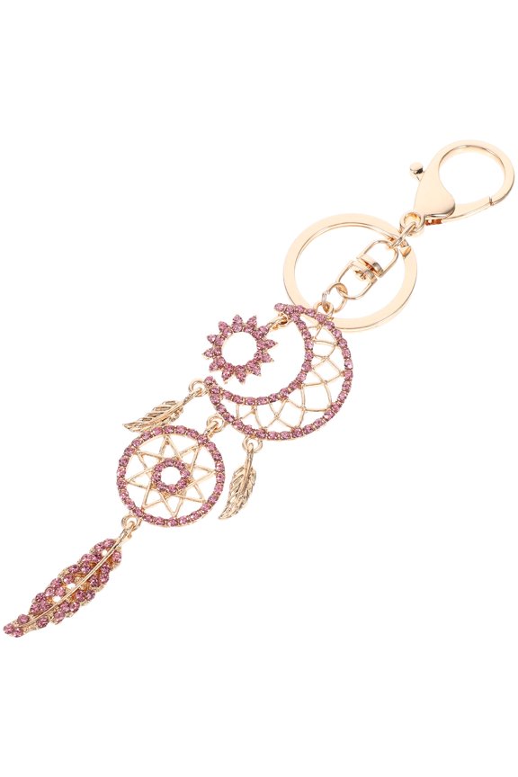 Keychain Dreamcatcher Keychain Rhinestone Pink 1Set for Home Keys