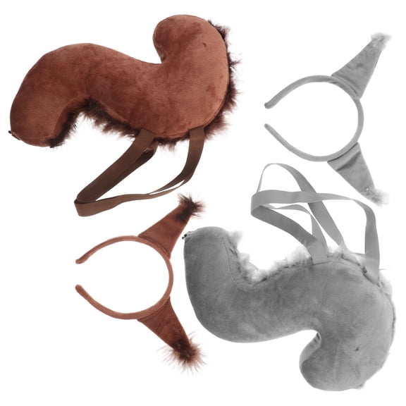 DEEPCRAFF Cartoon Squirrel Costume Accessory Set, Soft Ears Headband and Tail for Role Play