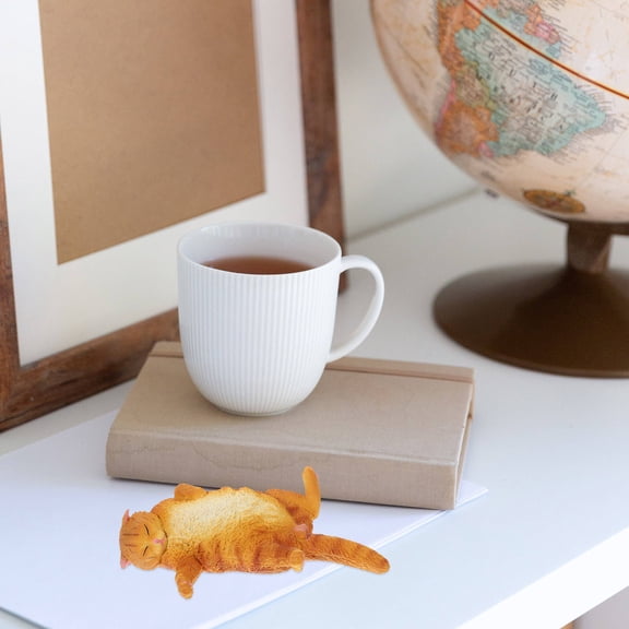 DEEPCRAFF Adorable Orange Cat Figurine Sturdy Decor for Home and Office