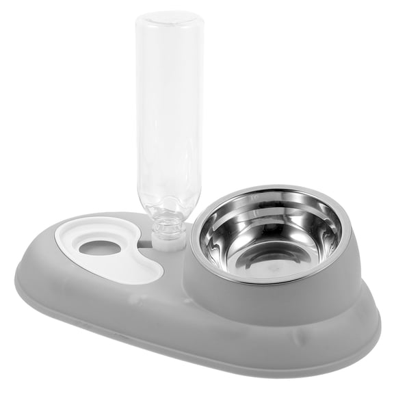 DEEPCRAFF Grey Automatic Cat Water Dispenser with Stainless Steel Bowl Smooth and Stable Design