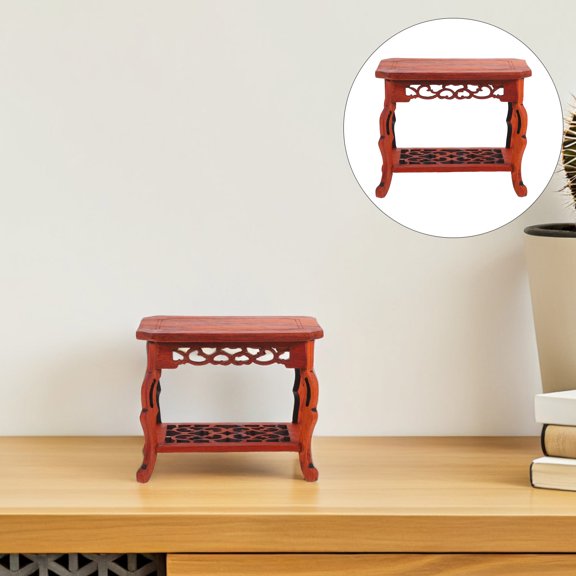 DEEPCRAFF Home Decor Wooden Bonsai Stand with Unique Rosewood Craftsmanship and Carved Stone Details