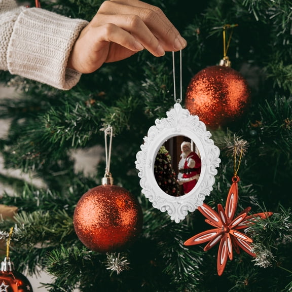 DEEPCRAFF Christmas Tree Photo Frame Photo Frame Ornament White Hanging Picture Display for Seasonal Celebrations 1Set