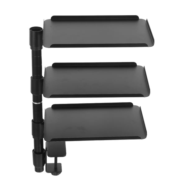 DEEPCRAFF Black Clamp on Desk Storage Shelf with 360 Degree Rotating Metal Organizer for Small Spaces