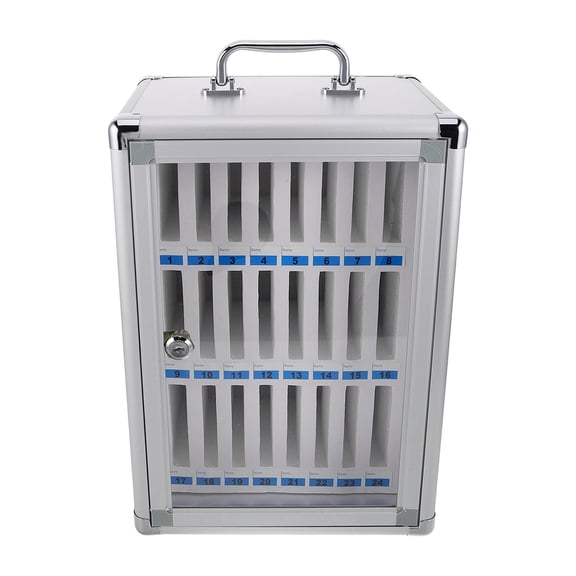 DEEPCRAFF Lockable Phone Storage Box with 24 Secure Slots for Mobile Device Organization and Safe Charging