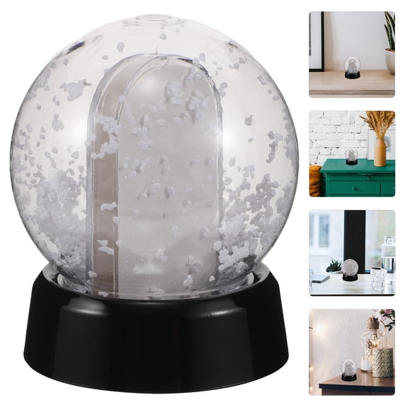 DEEPCRAFF Clear Plastic Photo Snow Globe with Black Base for DIY Holiday Craft and Home Decoration