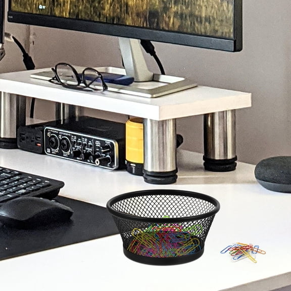 DEEPCRAFF 2Pcs Desktop Mesh Paper Clip Dispenser Metal Storage Holder for Office Use