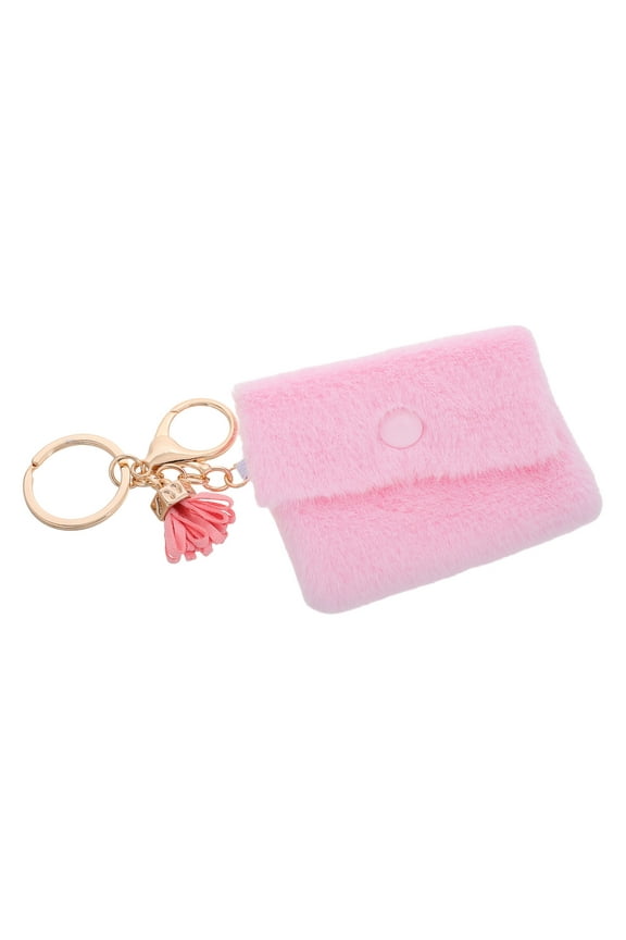Pink Wallet Women Pink Mini Purse Keychain 1 Pcs Plush Carry Small Essentials For Handbags