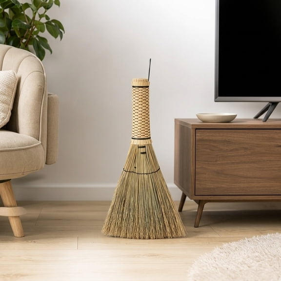 DEEPCRAFF Compact Woven Corn Broom, Light Yellow, Small Space Sweeping Tool for Home, Kitchen, Patio, Festival Use