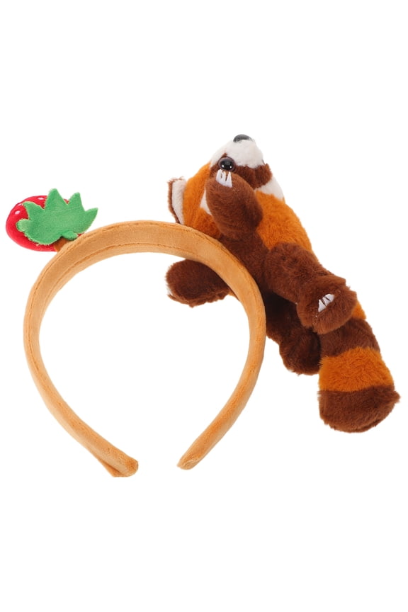 Elastic Plush Animal Headband Raccoon Design Cute Hairband for Face Washing and Cosplay