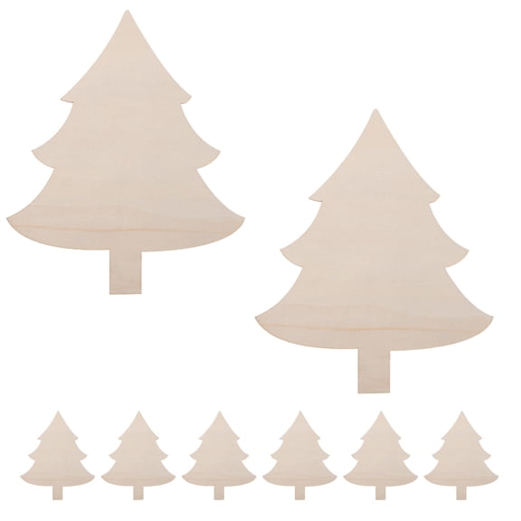 DEEPCRAFF DIY Painting Crafts Wooden Cutouts 8pcs Unfinished Christmas Tree