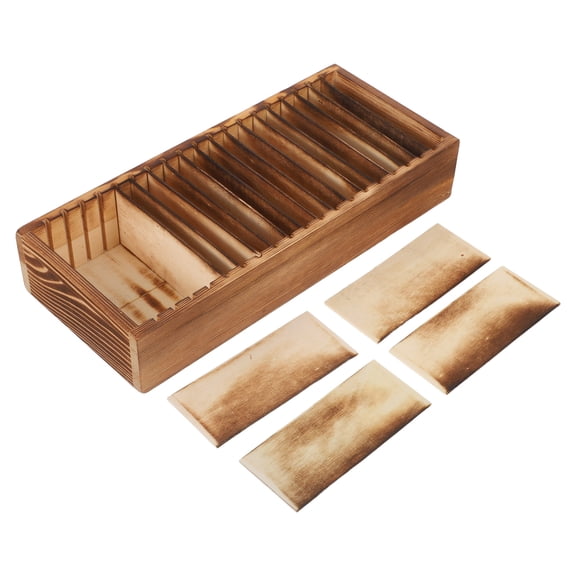 DEEPCRAFF Portable Wooden Business Card Holder Organizer Box with Multi-Compartment Stylish Design for Office and Travel