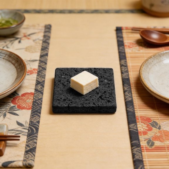 DEEPCRAFF Dark Grey Volcanic Rock Teppanyaki Hot Plate Stone Grill Pan for Healthy Cooking