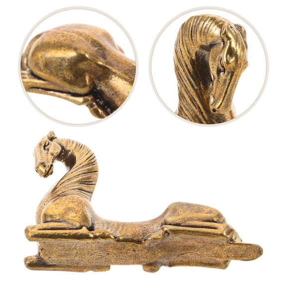 DEEPCRAFF Brass Horse Figurine Golden shui Decor for Home Elegant Craftsmanship