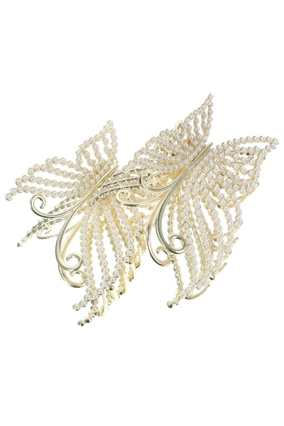 Decorative Hair Claws 2Pcs Golden Alloy Butterfly for Women Festive Occasions