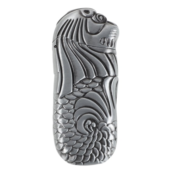 DEEPCRAFF Metal Lighter Case Plated Silver Embossed Lion Head and Fish Scale Design for Lighter Protection and Outdoor Use