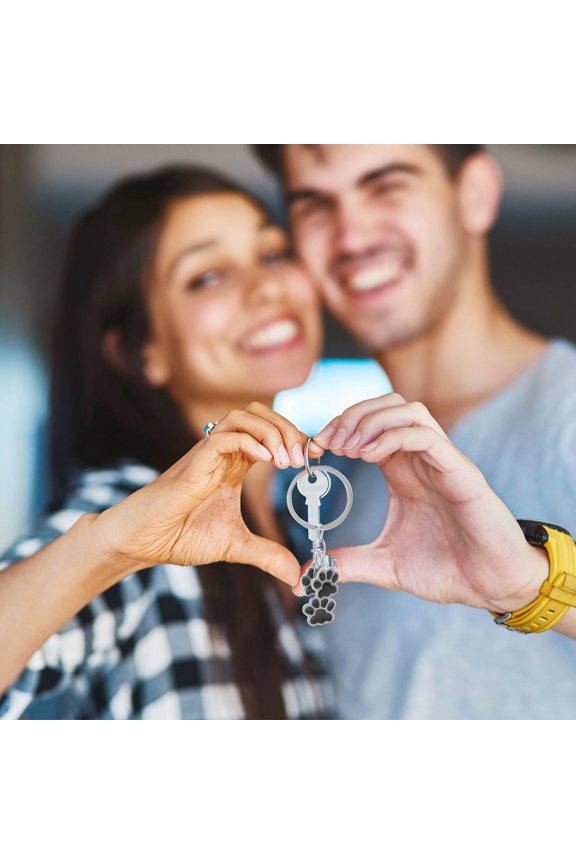 Delicate Black Metal Keychain with Stylish Dog Paw Charm for Bag Or Backpack Decoration