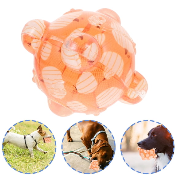 DEEPCRAFF Dog Molar Toy Orange TPR Dog Toy Squeaky Sound 1 Set