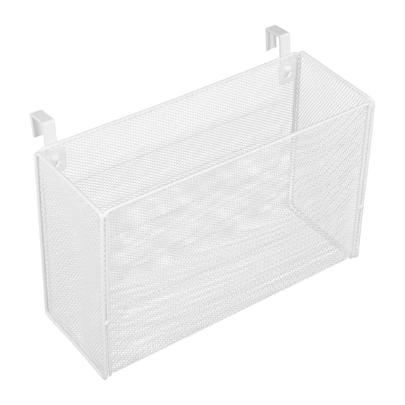 DEEPCRAFF White Metal Bedside Storage Organizer with Hooks, Hanging Shelf for Dorm Room Bed, Space-Saving Bedside