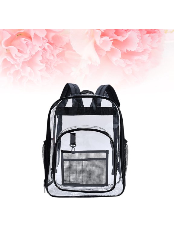 Durable Black PVC Clear Backpack Jelly Design Transparent School Bookbag with Zipper Closure