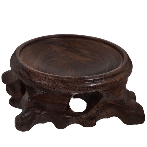 DEEPCRAFF Egg Display Holder Wooden Sphere Stand Brown For Collectibles Base Home Decoration 1Set