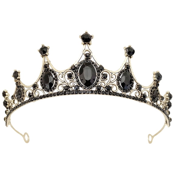 DEEPCRAFF Elegant Black Rhinestone Crowns for Wedding Bridal Hair Accessory Party and Banquets