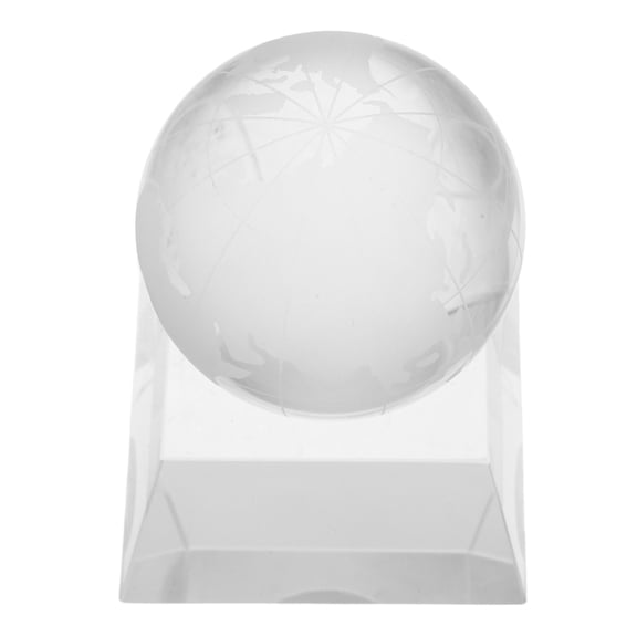 DEEPCRAFF Elegant Crystal Clear Globe with Base Small World Map Sphere for Desktop Display