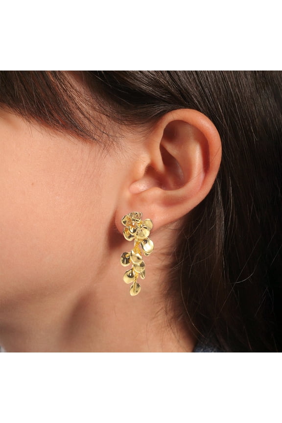 Elegant Floral Teardrop with Real Pressed Flowers in Alloy, Stylish Womens , 1 Pair
