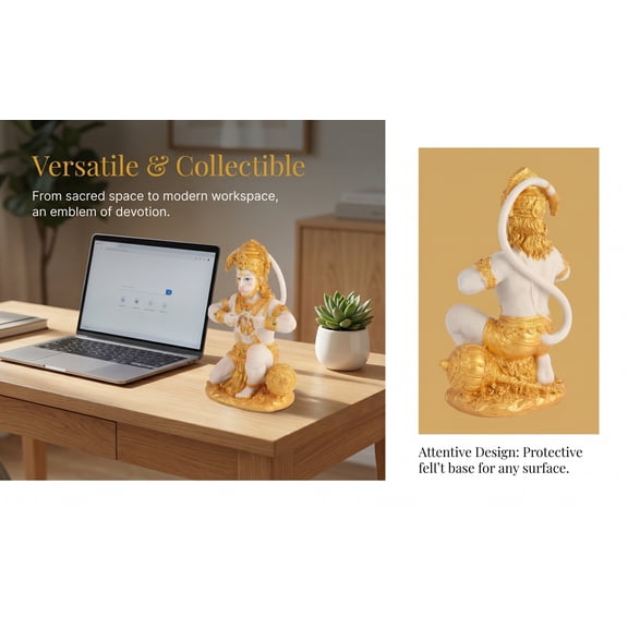 DEEPCRAFF Elegant Golden Resin Monkey Figurine Southeast Asian Home Decor for Desk and Room Accent
