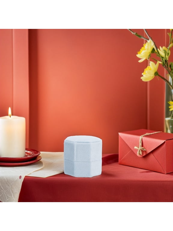 Durable Sky-Blue Ring Box, Elegant Shape, Velvet Organizer, Perfect for Wedding and Engagement