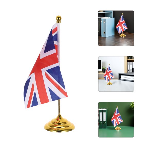 DEEPCRAFF England Table Flag with Support Base Patriotic Banner for Meeting Room and Celebration Decor