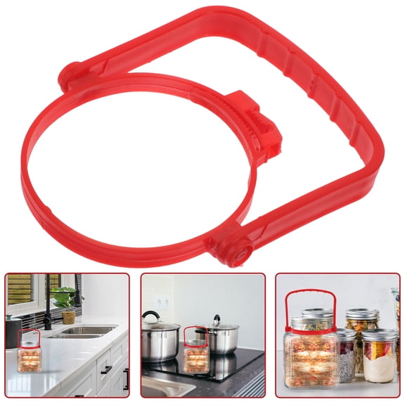 DEEPCRAFF Ergonomic Red Plastic Handle Replacement for Wide Mouth Glass Jars, Gallon Water Jugs, Easy Carry Grip