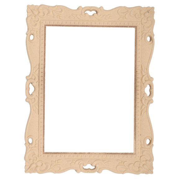 DEEPCRAFF European Style Light Brown Wood Mirror Frame with Layered Embossed Craftsmanship for Wall Display