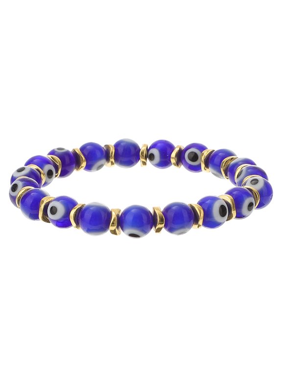 Evil Eye String Bracelet, Glass Bead Cord Wristband, 1 Pack for Girls and Women Sports Events Party Accessory