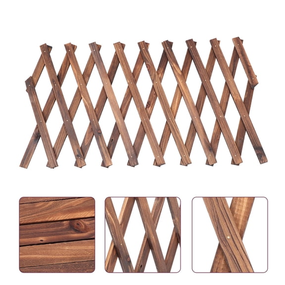 DEEPCRAFF Expandable Brown Wood Garden Fence for Outdoor Yard Decoration with Smooth Finish