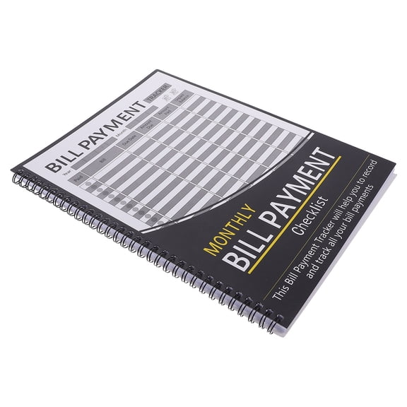 DEEPCRAFF Expense and Income Notebook Black Hardcover Monthly Bill Organizer with Checklist and Financial Planner