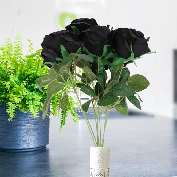 DEEPCRAFF Artificial Rose Bouquet Non-Freezing Black Roses for Outdoor Activities and Event Planners 1Pcs