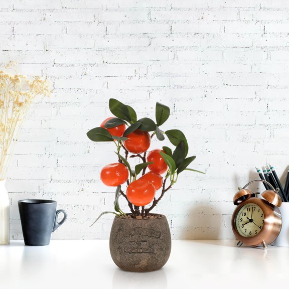 DEEPCRAFF Faux Orange Bonsai Fruit Tree Artificial Plant Decor for Tabletop and Room Decoration