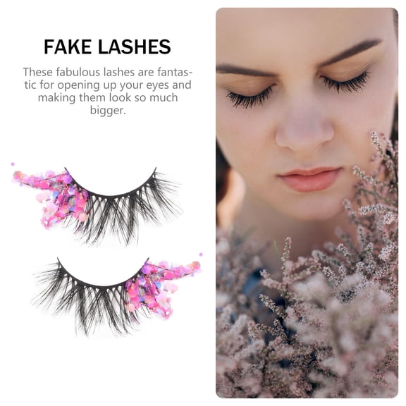 DEEPCRAFF Fluorescent Sequin Eyelashes Rosy Fiber for Night and Party Wear