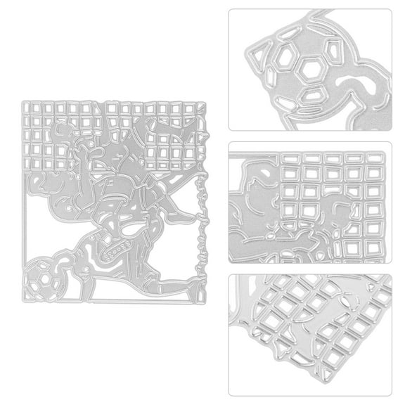 DEEPCRAFF Football Team DIY Cutting Die Plated Silver Metal Embossing Stencil for Craft Making