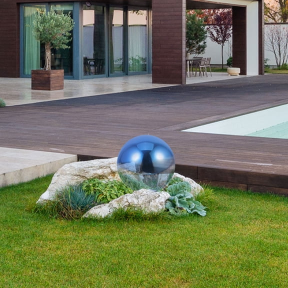 DEEPCRAFF Blue Stainless Steel Gazing Ball Polished Smooth for Garden Decor